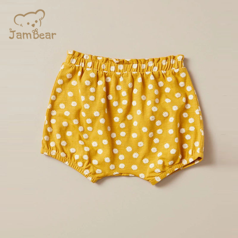 Sustainable baby organic cotton jersey shorts printed eco friendly baby pants shorts baby summer shorts