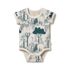 Short sleeve rib bodysuit summer baby romper Organic Cotton Unisex Baby suit organic baby clothes Eco Infants onesie