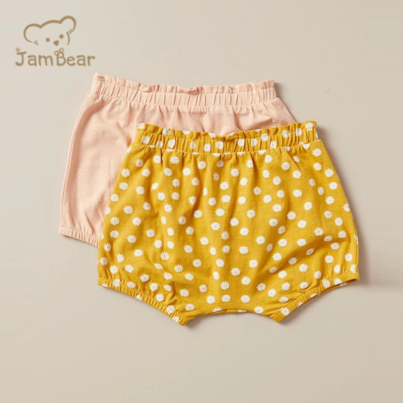 Sustainable baby organic cotton jersey shorts printed eco friendly baby pants shorts baby summer shorts