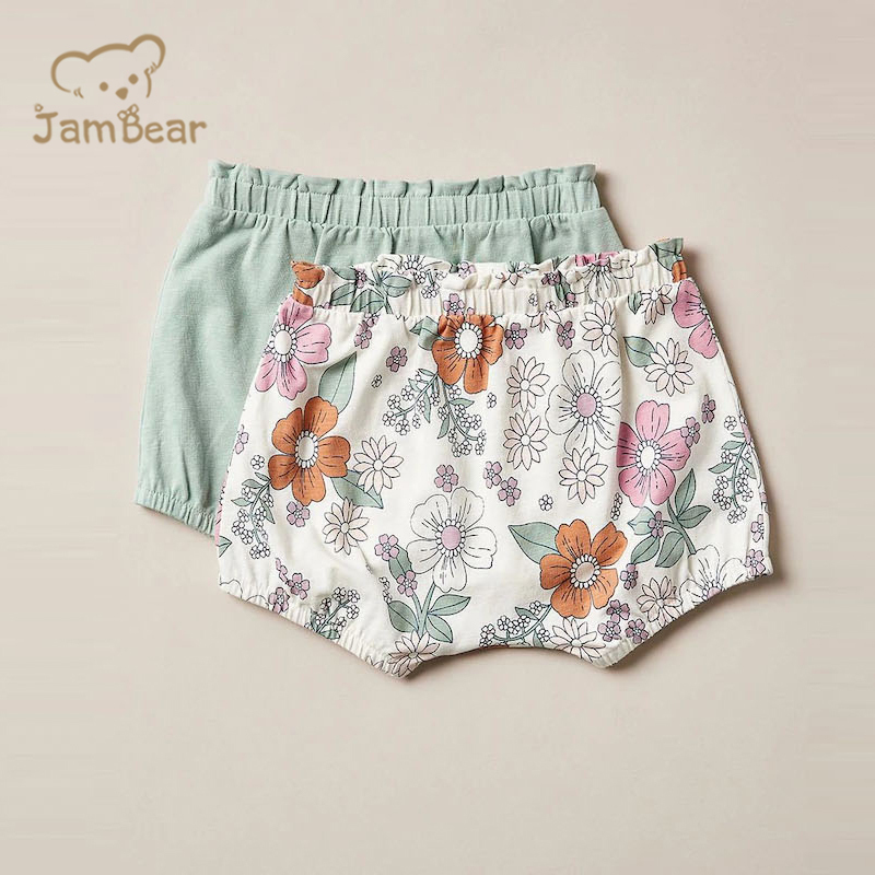 Sustainable baby organic cotton jersey shorts printed eco friendly baby pants shorts baby summer shorts