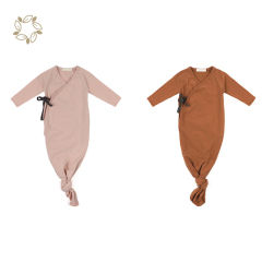 100% Organic cotton baby sleeping gown sustainable baby knotted gown eco friendly newborn knotted gown