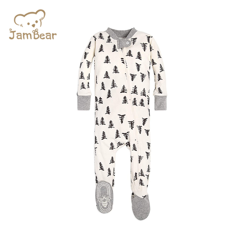 Organic bamboo newborn zip sleepsuit sustainable baby footie ruffled zipper romper eco friendly jumper baby