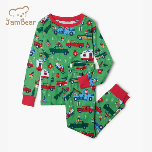 100% Organic cotton Christmas kids pajama set eco friendly Christmas pajamas kids sustainable children's lounge wear