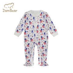 100% Pima Cotton Christmas baby romper sustainable footie rompers eco friendly wholesale baby romper footie baby