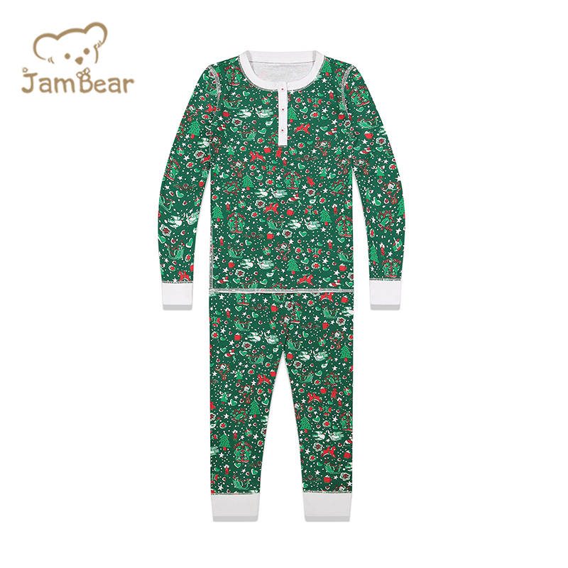100% Pima cotton children's Christmas pajamas eco friendly Christmas kid pajamas sustainable kids sleepwear
