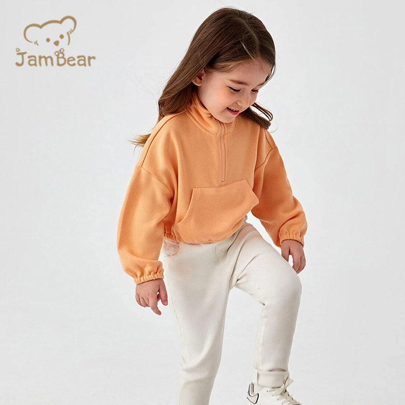 Organic Baby Half Zipper Sweatshirt Sustainable Half Zip Sweatshirts For Girls Eco Friendly Organic Cotton Baby Sweatshirt