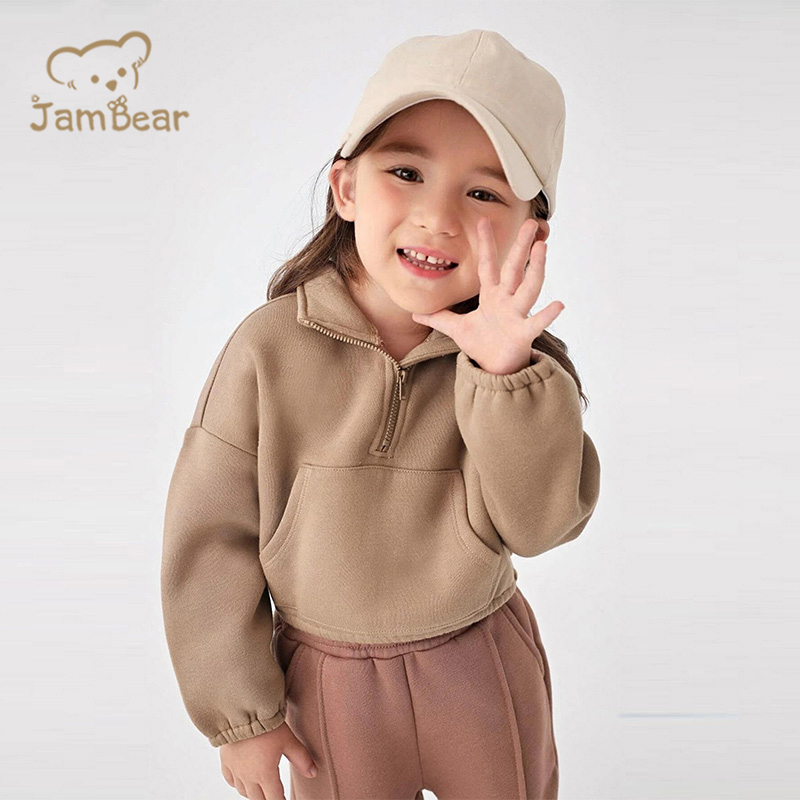 Organic Baby Half Zipper Sweatshirt Sustainable Half Zip Sweatshirts For Girls Eco Friendly Organic Cotton Baby Sweatshirt