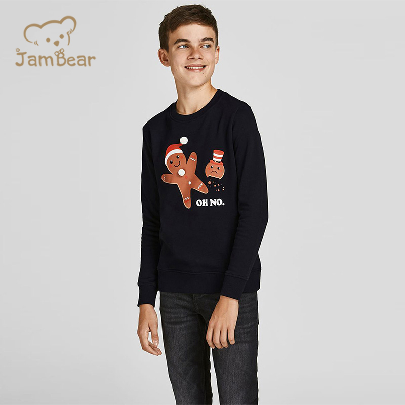 100% Organic cotton Christmas fleece kids sweatshirt eco friendly Christmas fleece children pullover sustainable sweatshirt