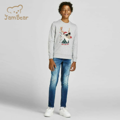 100% Organic cotton Christmas fleece kids sweatshirt eco friendly Christmas fleece children pullover sustainable sweatshirt