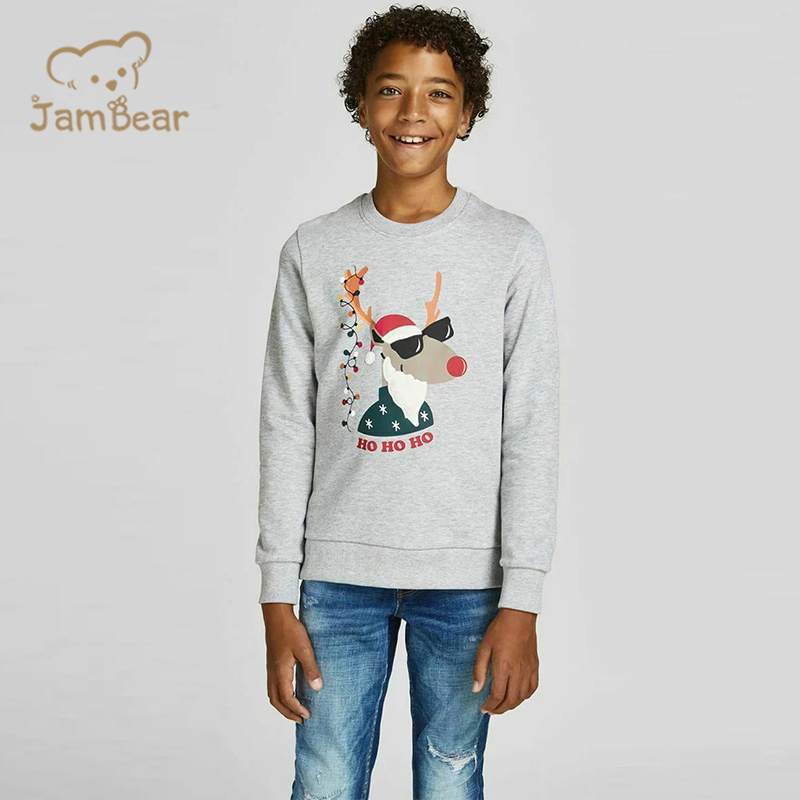 100% Organic cotton Christmas fleece kids sweatshirt eco friendly Christmas fleece children pullover sustainable sweatshirt