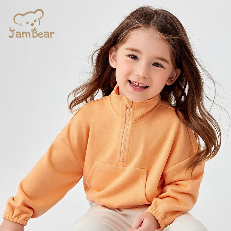 Organic Baby Half Zipper Sweatshirt Sustainable Half Zip Sweatshirts For Girls Eco Friendly Organic Cotton Baby Sweatshirt