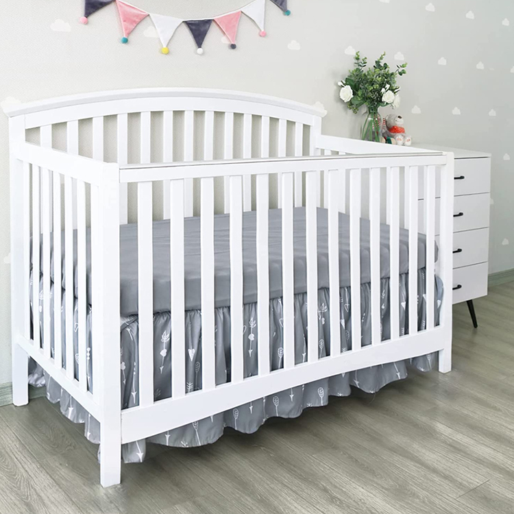 Toddler Bed Skirt Organic cotton Nursery Crib Bedding for Baby reversible crib skirt Pleated Dust Ruffle