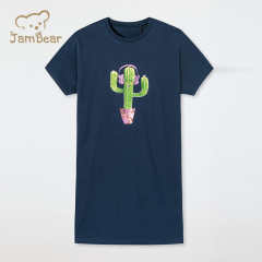 Sustainable kids girl sleep shirt short-sleeved organic cotton eco friendly children long t shirt printed children sleep dress