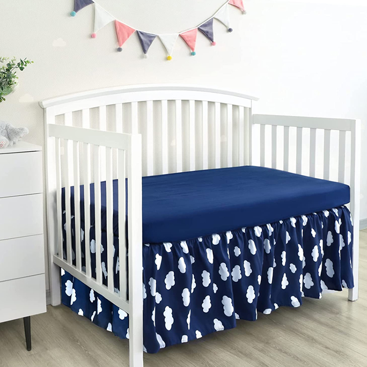 Nursery Crib Bedding for Baby Organic cotton Toddler Bed Skirt reversible crib skirt