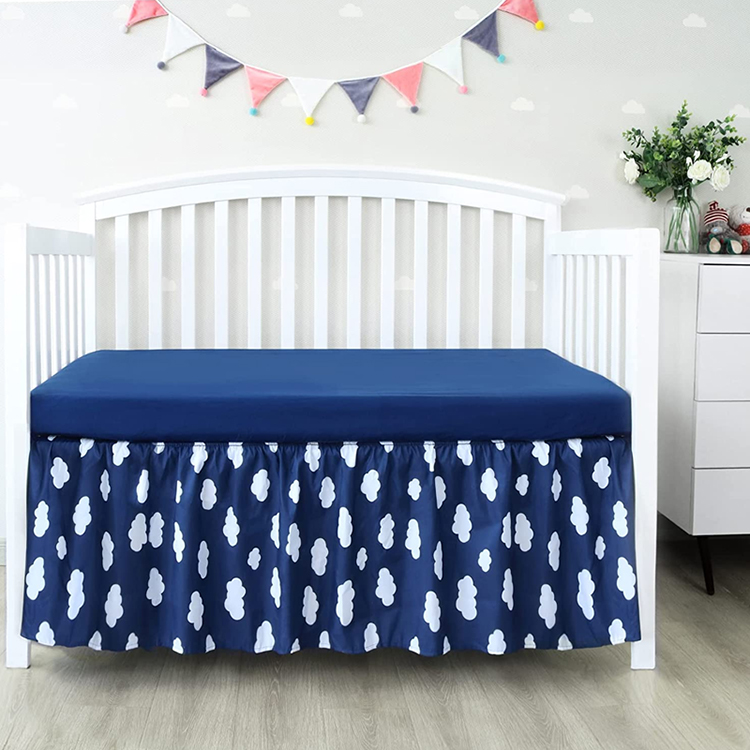 Nursery Crib Bedding for Baby Organic cotton Toddler Bed Skirt reversible crib skirt
