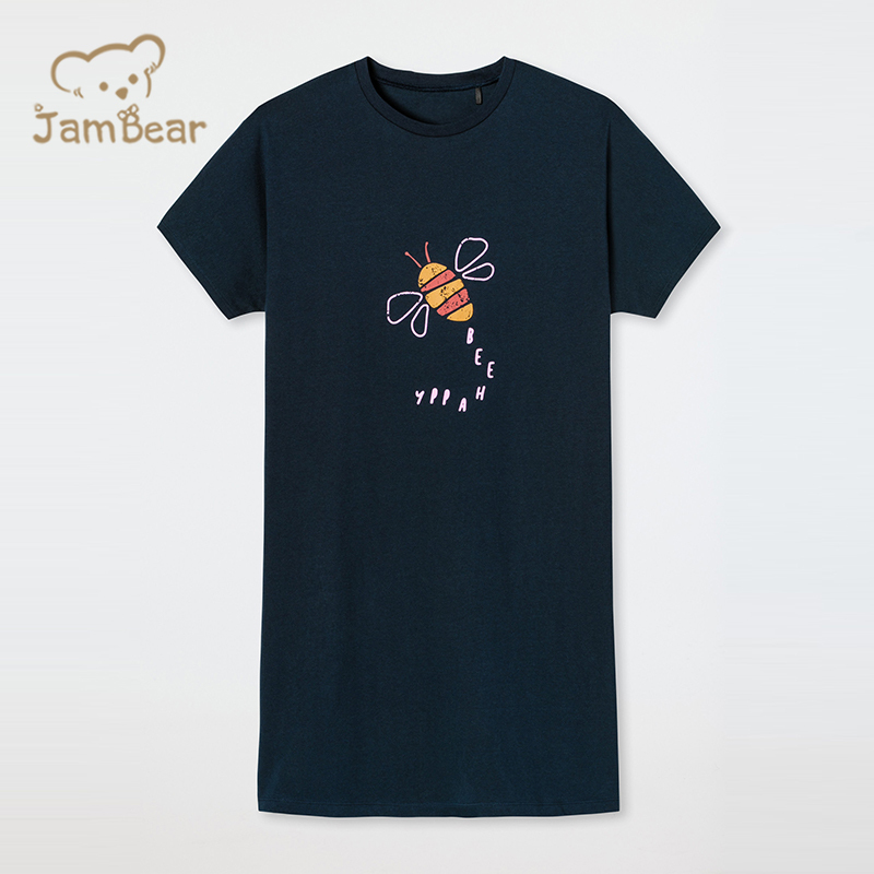 Sustainable kids girl sleep shirt short-sleeved organic cotton eco friendly children long t shirt printed children sleep dress
