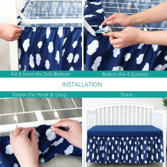 Nursery Crib Bedding for Baby Organic cotton Toddler Bed Skirt reversible crib skirt