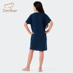 Sustainable kids girl sleep shirt short-sleeved organic cotton eco friendly children long t shirt printed children sleep dress