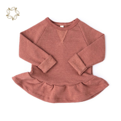 Sustainable Kids Peplum Crew Neck Bamboo Cotton Peplum sweatshirt Eco-friendly Children Sweatshirt Girl hoodie dress for kids