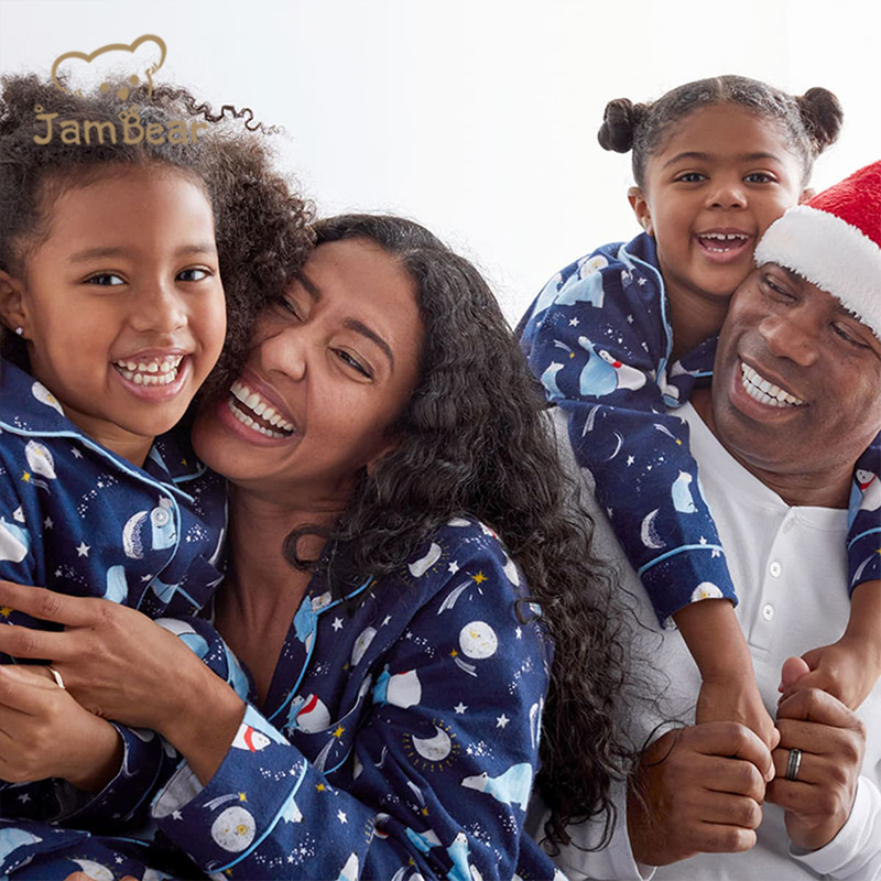 100% Organic cotton interlock family dog pajamas sustainable christmas matching family pajamas eco friendly family matching pajamas