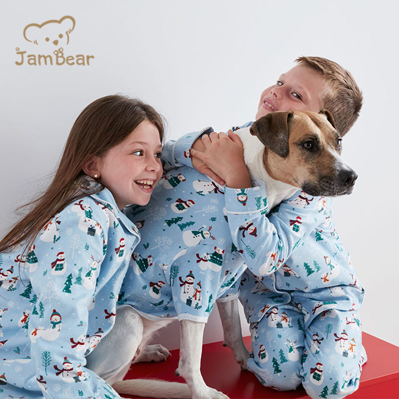 100% Organic cotton interlock family dog pajamas sustainable christmas matching family pajamas eco friendly family matching pajamas
