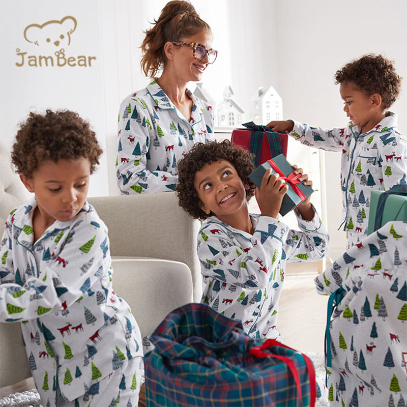 100% Organic cotton interlock family dog pajamas sustainable christmas matching family pajamas eco friendly family matching pajamas