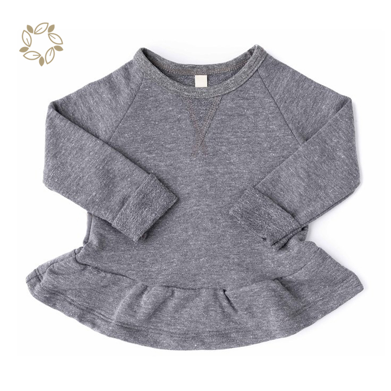 Sustainable Kids Peplum Crew Neck Bamboo Cotton Peplum sweatshirt Eco-friendly Children Sweatshirt Girl hoodie dress for kids
