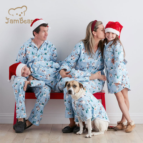 100% Organic cotton interlock family dog pajamas sustainable christmas matching family pajamas eco friendly family matching pajamas