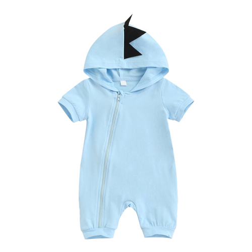 Baby Boy Girl Hoodies Romper toddler zipper Baby hooded rompers organic baby clothes Short Sleeve Solid Outfit Jumpsuit