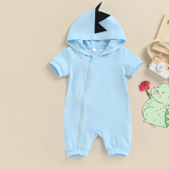 Baby Boy Girl Hoodies Romper toddler zipper Baby hooded rompers organic baby clothes Short Sleeve Solid Outfit Jumpsuit