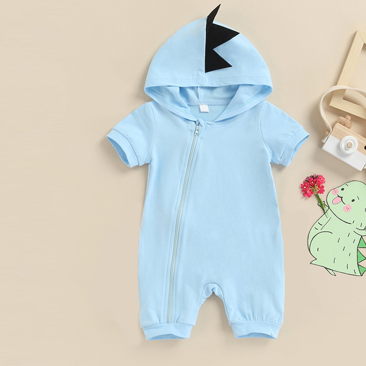 Baby Boy Girl Hoodies Romper toddler zipper Baby hooded rompers organic baby clothes Short Sleeve Solid Outfit Jumpsuit