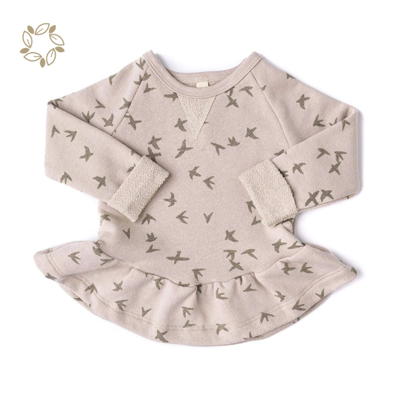 Bamboo Cotton Kids Peplum sweatshirt Eco-friendly Peplum Pullover Girls Sustainable Peplum crew neck