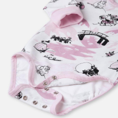 Baby summer snap romper organic baby clothes Organic Cotton Bodysuit Eco-friendly baby long sleeve shorts suit
