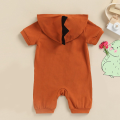 Baby hooded rompers organic baby clothes Short SleeveJumpsuit organic cotton Baby Sleeper toddler zipper Hoodie Romper