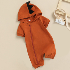 Baby hooded rompers organic baby clothes Short SleeveJumpsuit organic cotton Baby Sleeper toddler zipper Hoodie Romper