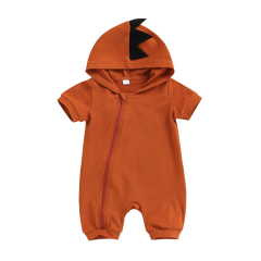 Baby hooded rompers organic baby clothes Short SleeveJumpsuit organic cotton Baby Sleeper toddler zipper Hoodie Romper