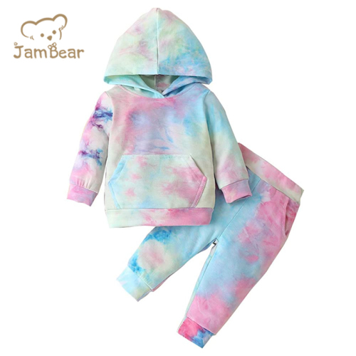 Tie Dyed Kids Hoodie Set Eco friendly organic cotton hoodie kids tie dye Sustaianable Sweatpants And Hoodie