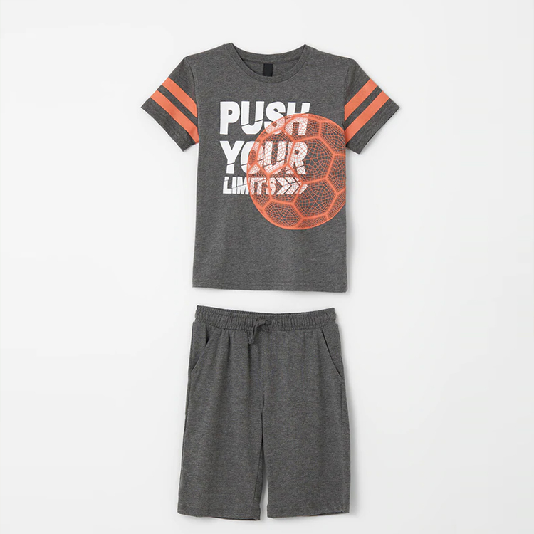 Boys shorts sets organic cotton kids boys shorts set Short Sleeve Crew Neck T-Shirt and Shorts Baby Tops and Pants Suit