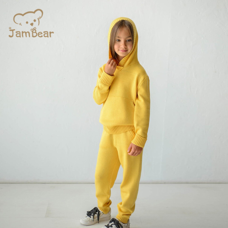 Kids hoodie Set Organic Cotton Kids Sweatpants And Hoodie Set Sustainable custom children sweatsuit Kids sweatsuit thick