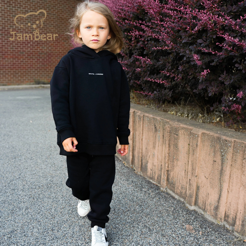 Children jogger sets 100% cotton thick Sustainable Hoodie Jogger set Organic Cotton kids Tracksuits kids jogger sets