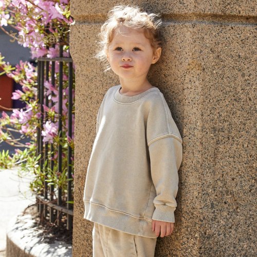 Organic Cotton kids pullover Custom sweatshirt Eco friendly Children Sweatshirt Sustainable girls crew neck