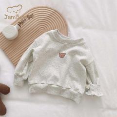 Eco-friendly Organic Cotton baby set Sustainable Baby Striped Bear Long Sleeve Sweatshirt And Pants Set sweat-shirt toddler