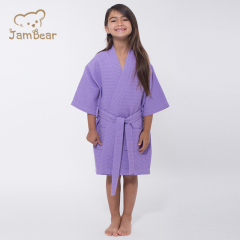 Organic bamboo waffle kimomo kid's robe sustainable waffle kimono robe eco friendly waffle robe