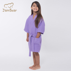 Organic bamboo waffle kimomo kid's robe sustainable waffle kimono robe eco friendly waffle robe