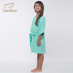 Organic bamboo waffle kimomo kid's robe sustainable waffle kimono robe eco friendly waffle robe