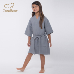 Sustainable waffle kimono robe organic bamboo robe for kids eco friendly waffle kimono kid's robe