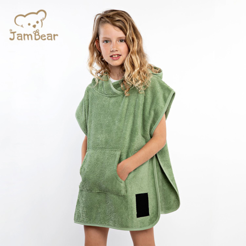 100% Organic cotton beach poncho for kids sustainable terry cloth beach poncho eco friendly poncho blanket
