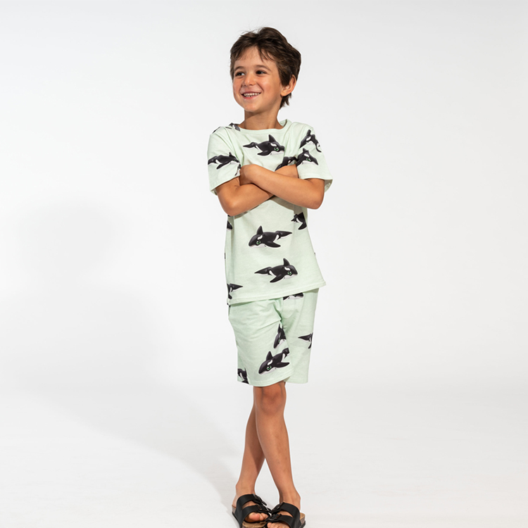 Natural baby boy shorts sets organic cotton jersey Tops and Pants Suit organic baby clothes eco-friendly t shirt and Shorts Set