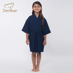 Sustainable waffle kimono robe organic bamboo robe for kids eco friendly waffle kimono kid's robe