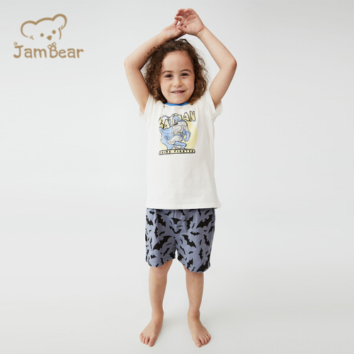 Print lounge wear set for kids organic cotton kids pyjamas eco friendly children sleepwear pajamas kids short sleeve pyjama set